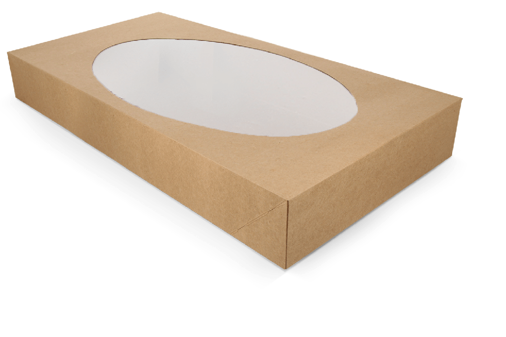Cateringdozen kraft groot met venster 56x32x8cm 50st