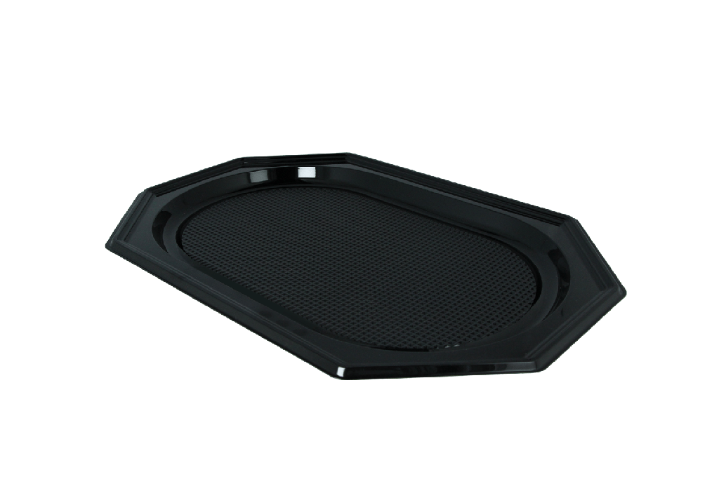 Catering schalen achthoekig 45cm zwart PET 100st