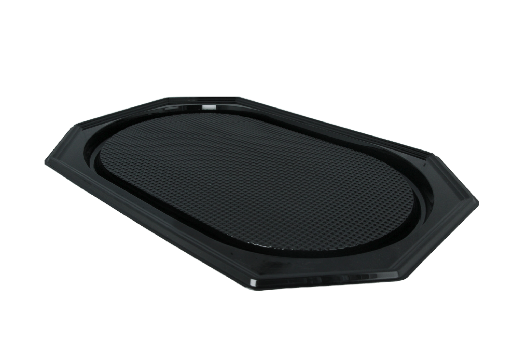 [1519988279] Catering schalen achthoekig 55cm zwart PET 100st