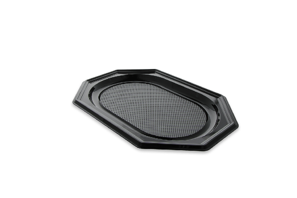 [1519988281] Catering schalen achthoekig 35cm zwart rPET 100st