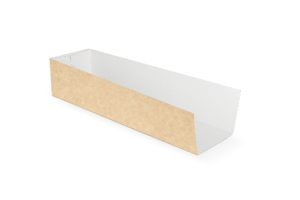 Zakschuiver (hotdog tray) kraft/wit BIO 1000st