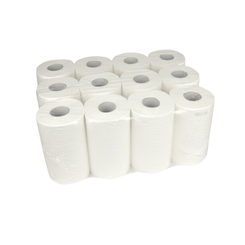 [1519988346] Poetsrol Mini 1-laags cellulose 120 meter hoogwit 12st