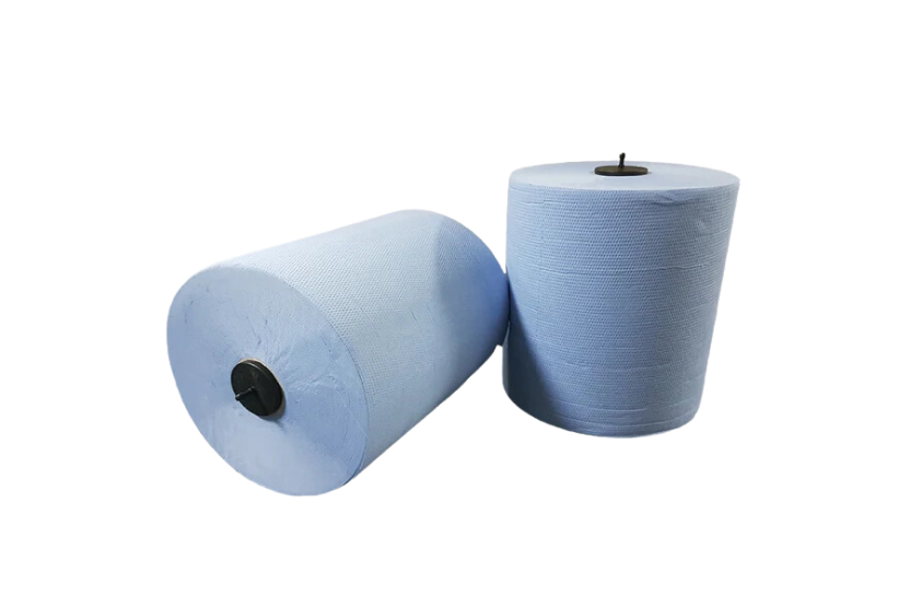 [1519988357] Handdoekrol Matic 2 laags 6x150 meter Ø18cm 100% cellulose blauw 6st