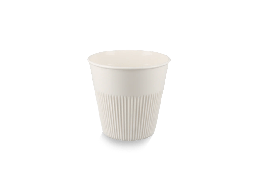 Herbruikbare koffiebeker 230cc 8oz geribbeld wit 240st