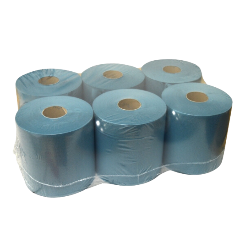 [1519988470] Poetsrol Midi Blauw 1 laags 6x300 meter Ø19cm recycled T9 6st