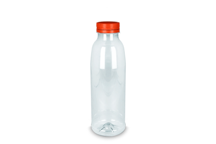 rPET fles 1000cc met oranje vaste dop 50st