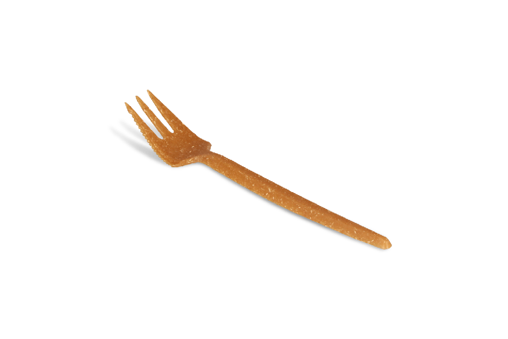 Herbruikbare snackvork met snijrand 130mm houtlook BIO 1000st