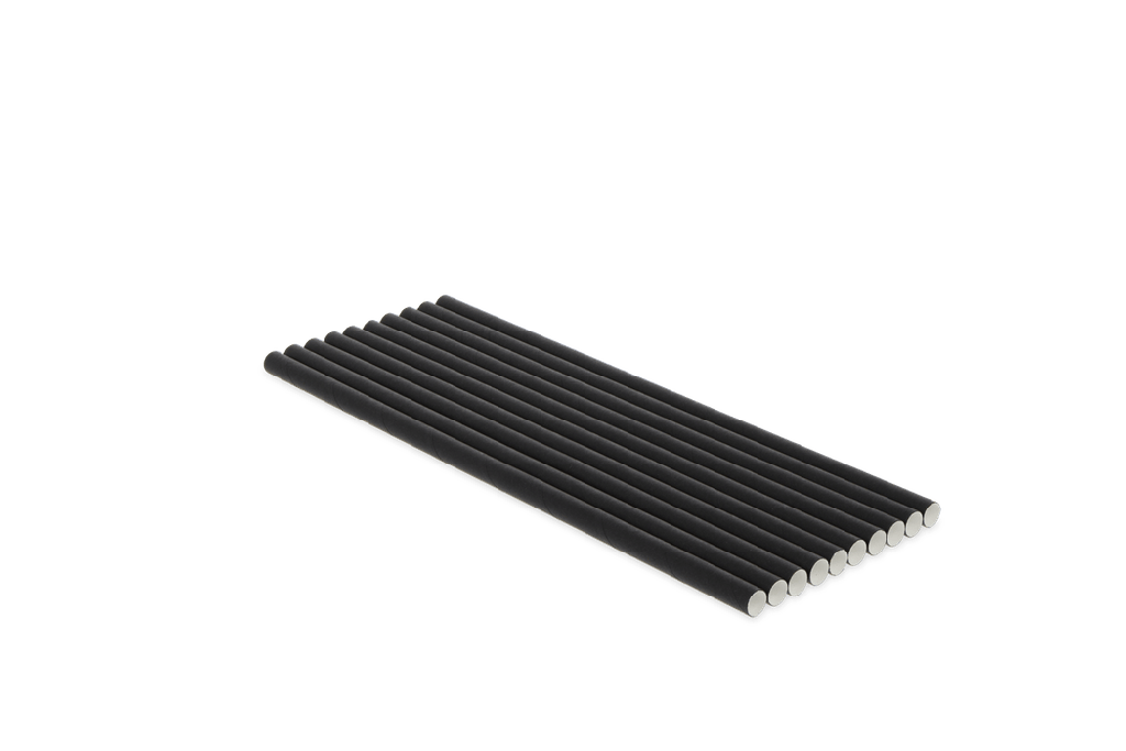 Papieren rietjes zwart 230x8mm BIO 2400st