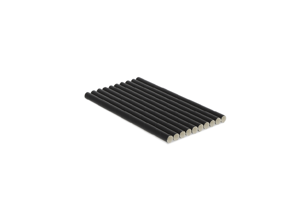Papieren rietjes zwart 150x8mm BIO 4800st