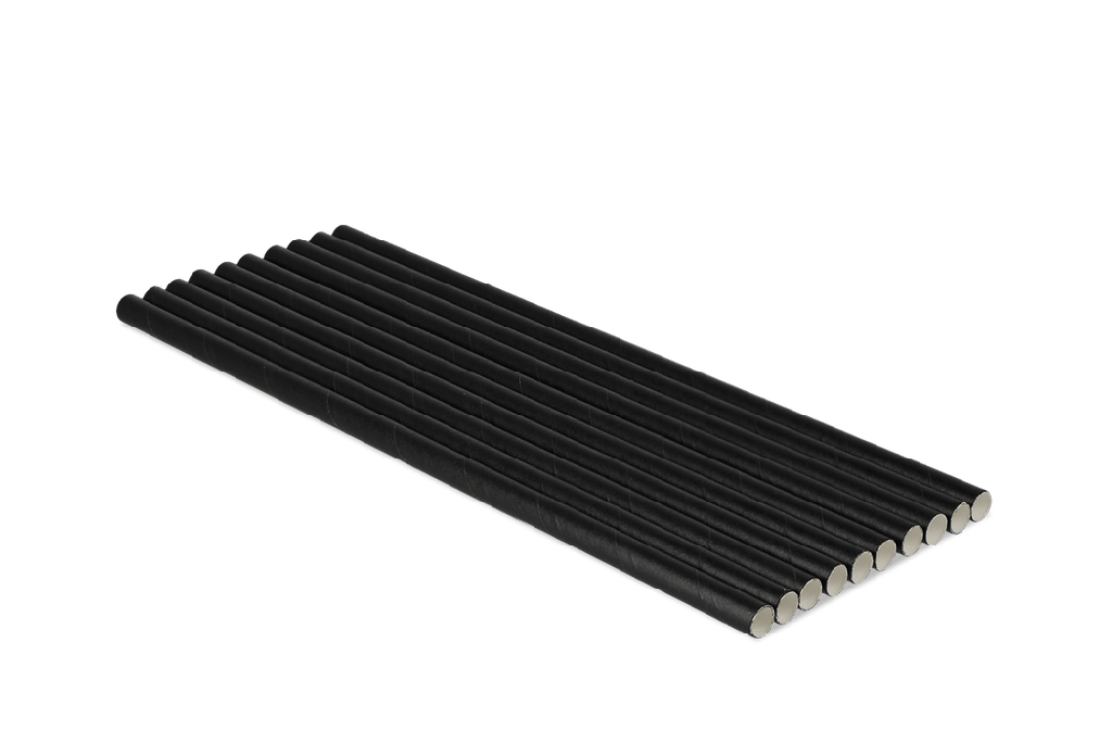 Papieren rietjes zwart 240x8mm BIO 2400st