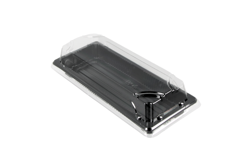 Sushi tray HP-02 + deksel 220x90x20mm Zwart 400st