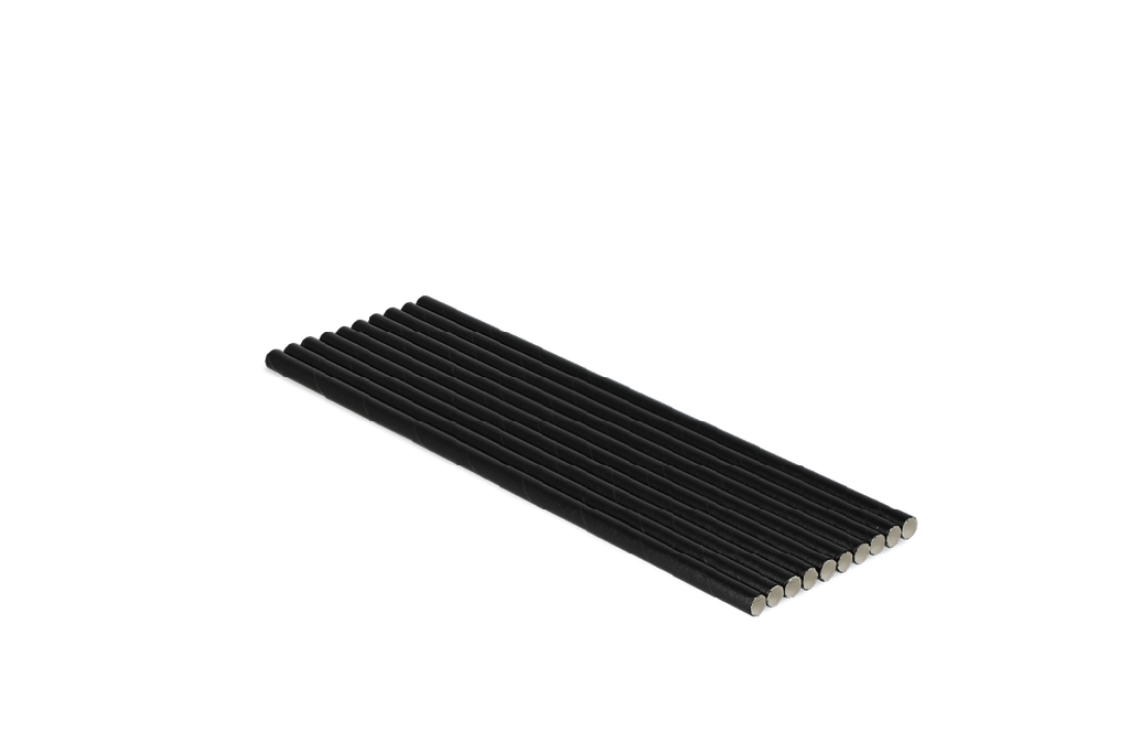 Papieren rietjes zwart 200x6mm BIO 4800st