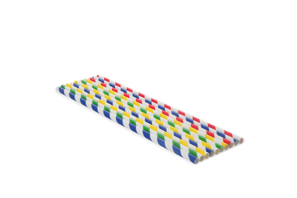 [3039975708-1] Papieren rietjes kleurenmix 230x6mm BIO 4800st