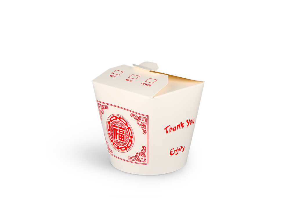 Wok to Go beker 26oz 750 ml karton wit met rood 500st