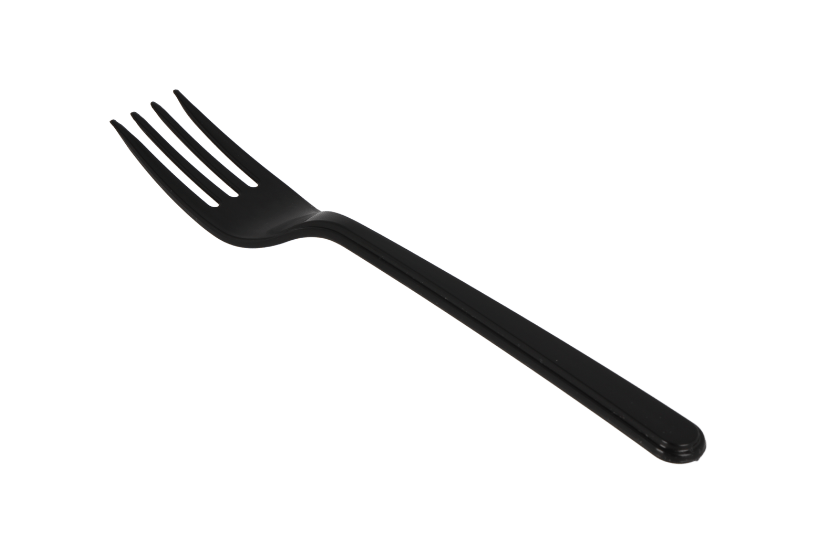 Herbruikbare vork 180mm PP zwart 1000st