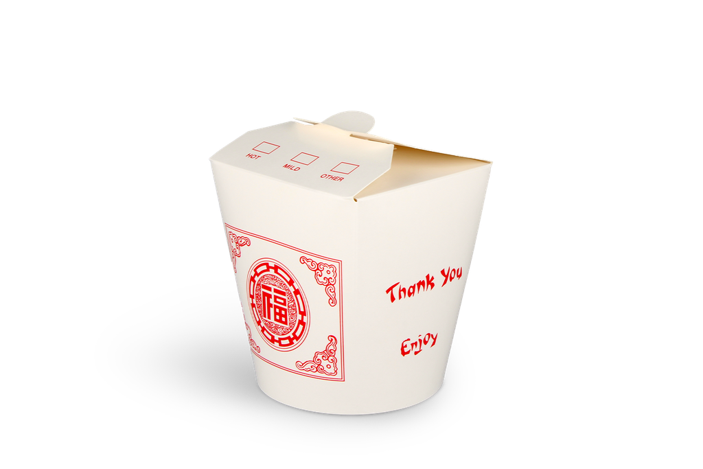 Wok to Go beker 32oz 1000ml karton wit met rood 500st