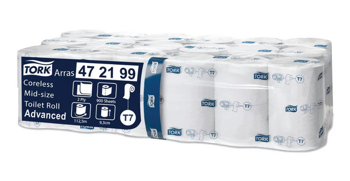Tork Toiletpapier 24 rol T7 Coreless Mid-Size Toilet Roll 900v 2laags ensure