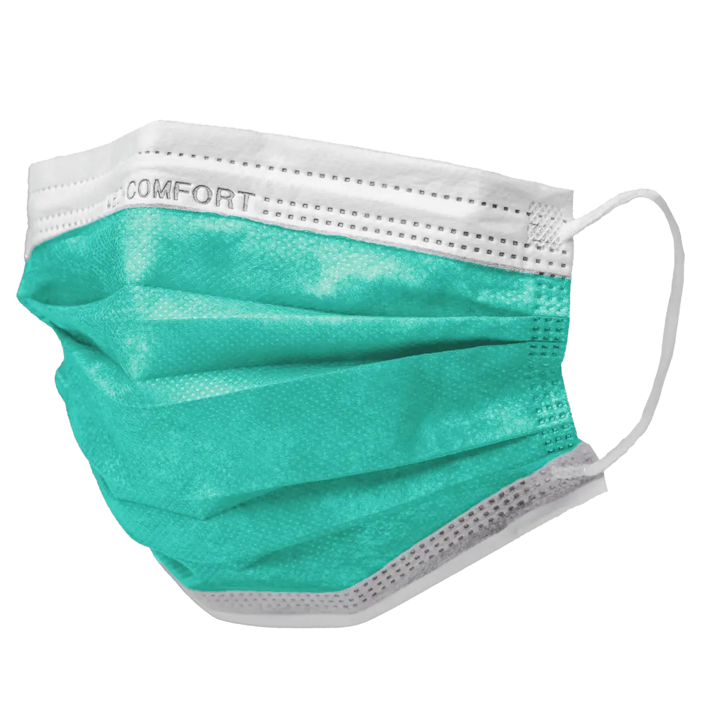 Groen Mondmasker Elastiek 50/doos, type IIR, Med-Comfort