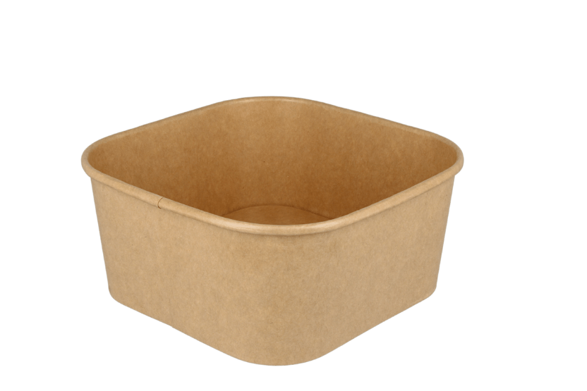 Vierkante maaltijdbak karton 1400ml Kraft 300st