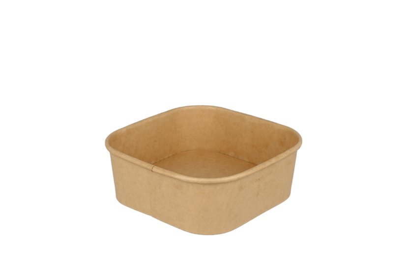 Vierkante maaltijdbak karton 500ml Kraft 300st