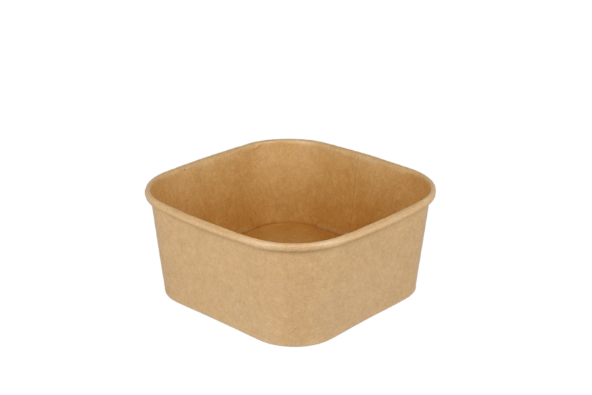 Vierkante maaltijdbak karton 650ml Kraft 300st