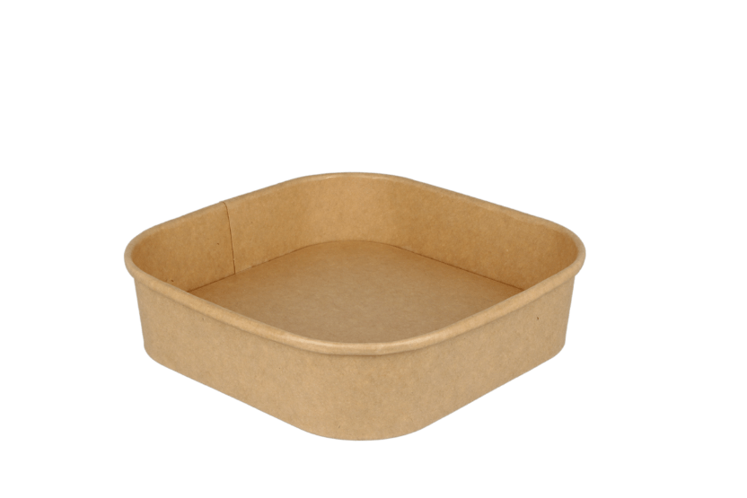 Vierkante maaltijdbak karton 750ml Kraft 300st