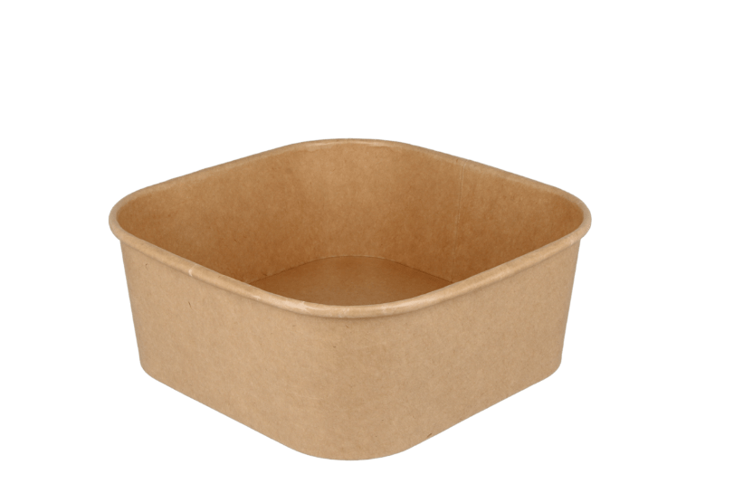 Vierkante maaltijdbak karton 1200ml Kraft 300st