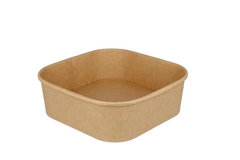 Vierkante maaltijdbak karton 1000ml Kraft 300st
