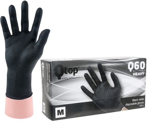 [QGL-76AR68] Nitril Wegwerphandschoen Poedervrij Zwart XXL - 6,0 mil - (heavy) 100/doos
