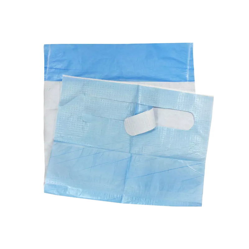[730365] PE Disposable bibs, 640 x 360 mm, white, blue, Med-Comfort 50st 730365