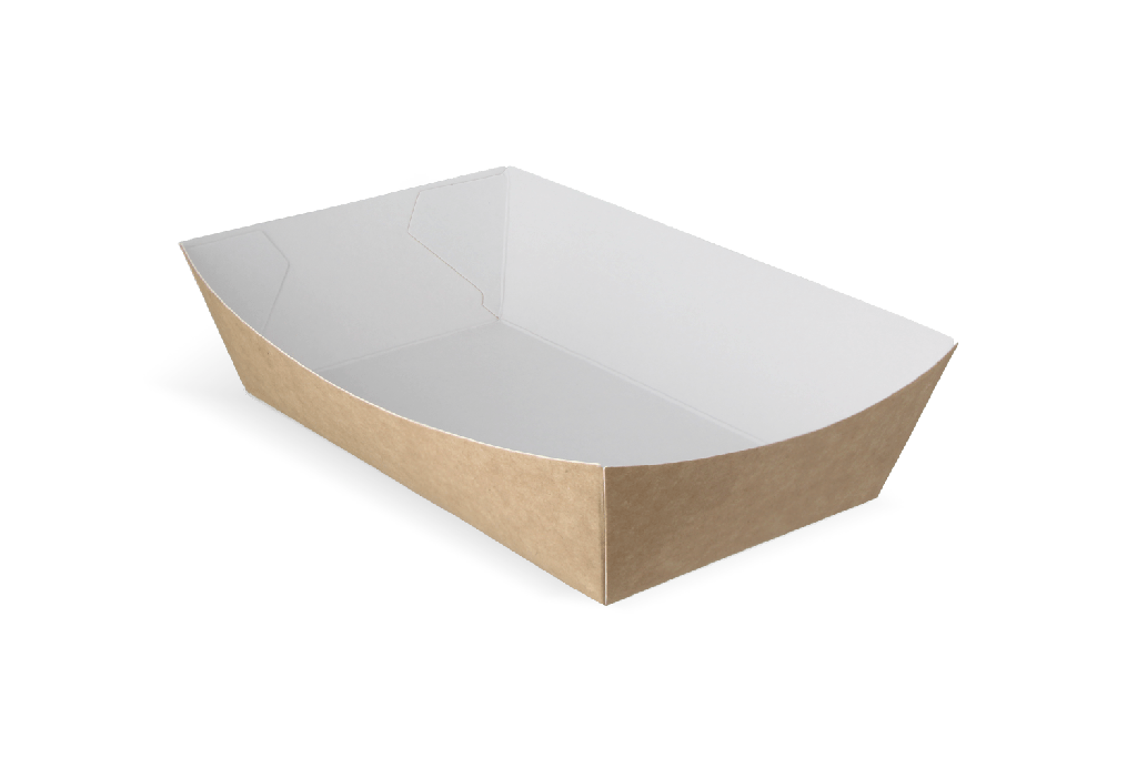 Frietbakjes A14 kraft/wit BIO 400st (Kraft/ Karton)