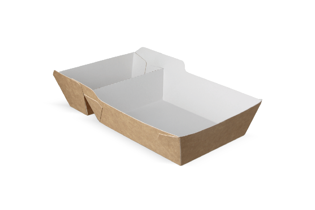 Frietbakjes A20 (A14+1) kraft/wit BIO 400st (Kraft/ Karton)