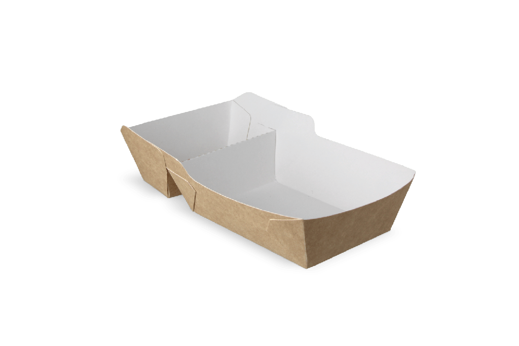 Frietbakjes A23 (A7+1) kraft/wit BIO 400st (Kraft/ Karton)