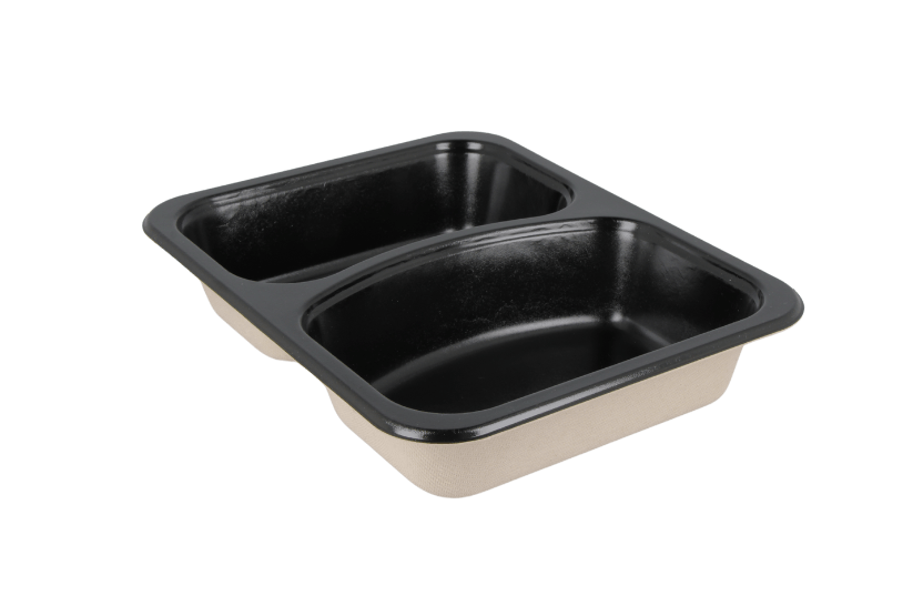 Suikerriet menutray 227x178x44mm 2vaks zwart CPET-lam 250st