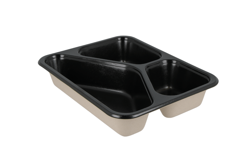 Suikerriet menutray 227x178x44mm 3vaks zwart CPET-lam 250st