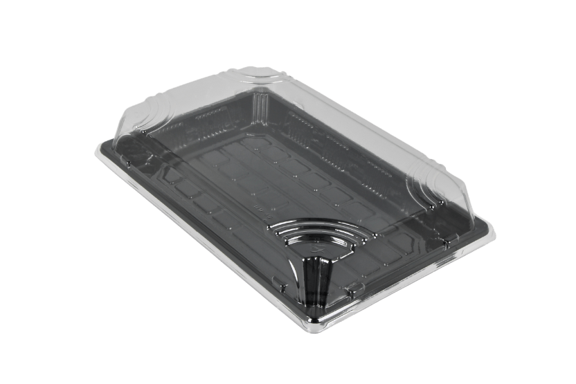 [1519998023-1] Sushi tray SY-07 + deksel 215x135x20mm Zwart 300st