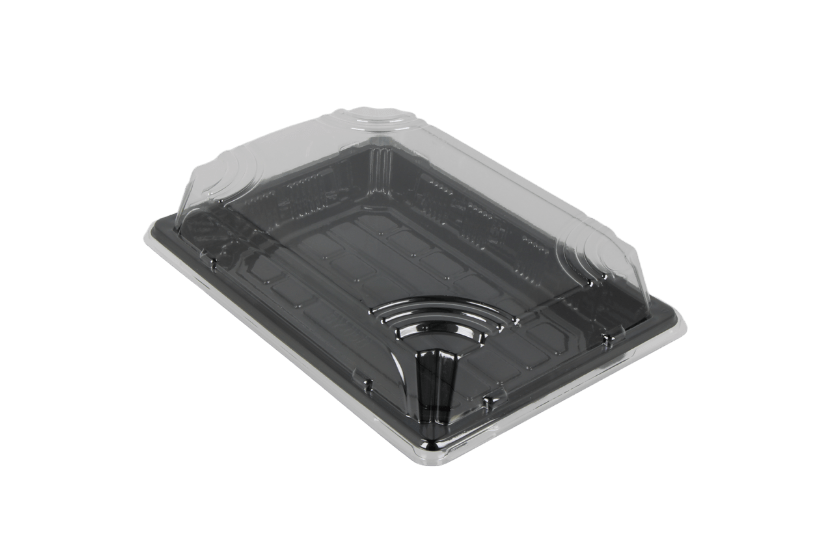 [1519998022-1] Sushi tray SY-05 + deksel 185x130x20mm Zwart 300st