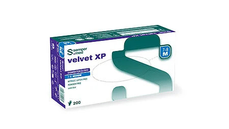 [3000015991] Nitril Wegwerphandschoen Poedervrij Blauw XS - sempermed® velvet XP 2.000/doos