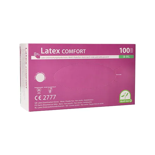 "Medi-Inn PS" Handschoenen Latex poedervrij "Comfort" wit/natuur Maat L - 1.000st