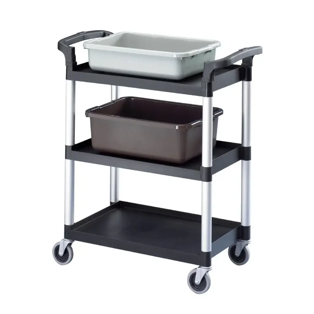 [CT349] Cambro KD serveerwagen met 3 bladen zwart - afmeting: 96,5(h)x83,5(b)x41(d)cm