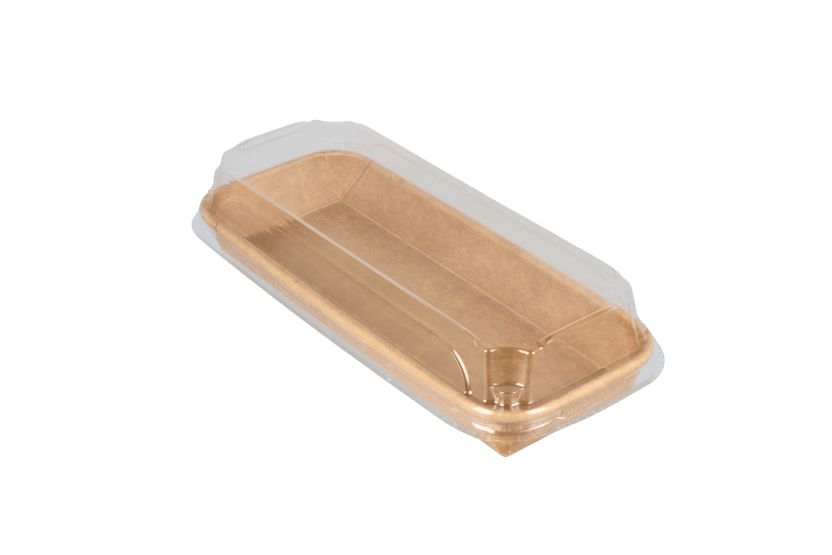 [1519925120] Sushi tray karton TA-02 + deksel 220x90x25 Kraft 300st