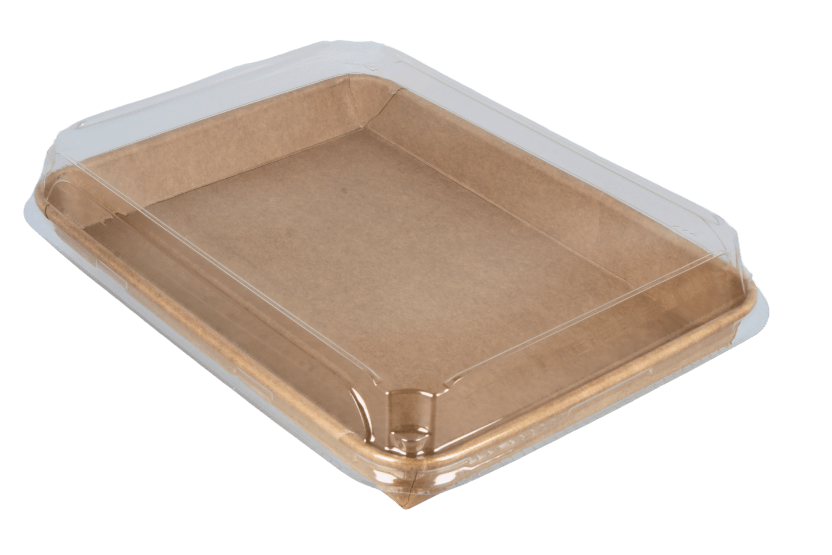 [1519925125] Sushi tray karton TA-11 + deksel 255x180x25 Kraft 200st