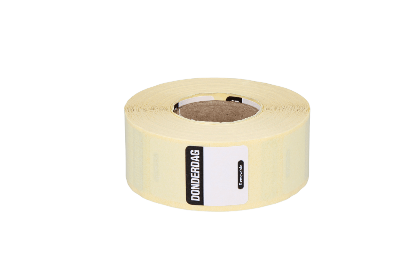 Daglabel DONDERDAG 25x25mm zwart (HACCP) 1000st