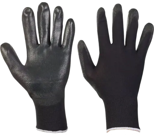 [6660022] Polyester handschoenen - maat 10 - zwart PU coating - per 1 paar 