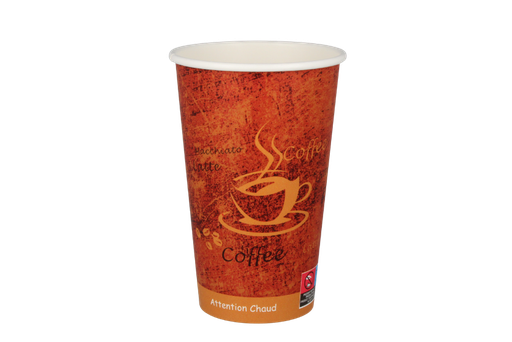 [1519926090-CUPPL] Kartonnen koffiebeker 450cc 16oz espresso gold (21805) 1000st