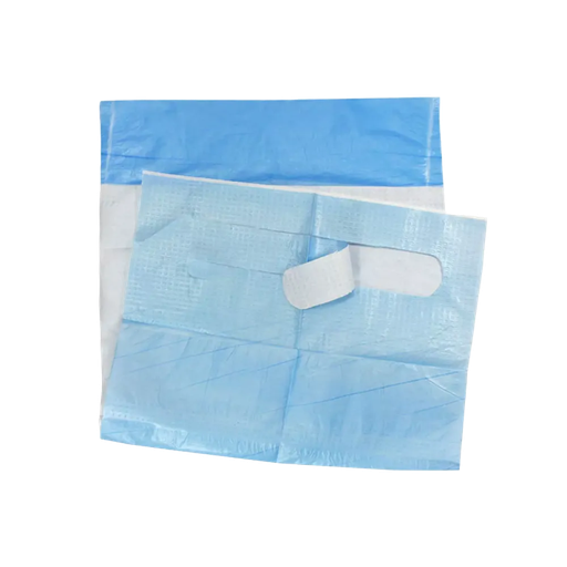 [730365] PE Disposable bibs, 640 x 360 mm, white, blue, Med-Comfort 50st 730365