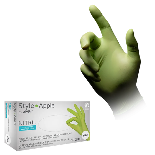 [M01187] Nitril Wegwerphandschoen Poedervrij Style Appel Groen M 100/doos 01187
