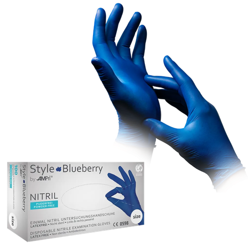 [M01183] Nitril Wegwerphandschoen Poedervrij Style Bosbessen Donker Blauw M 100/doos 01183