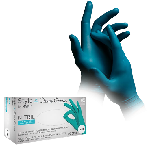 [XS01177] Nitril Wegwerphandschoen Poedervrij Style Groen Oceaan XS 100/doos 01177
