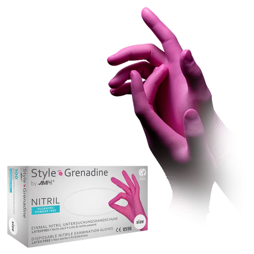 [M01182] Nitril Wegwerphandschoen Poedervrij Style Magenta Roze M 100/doos 01182